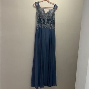 Xscape Light Blue Dress with Silver Embellishments (prom or wedding guest)